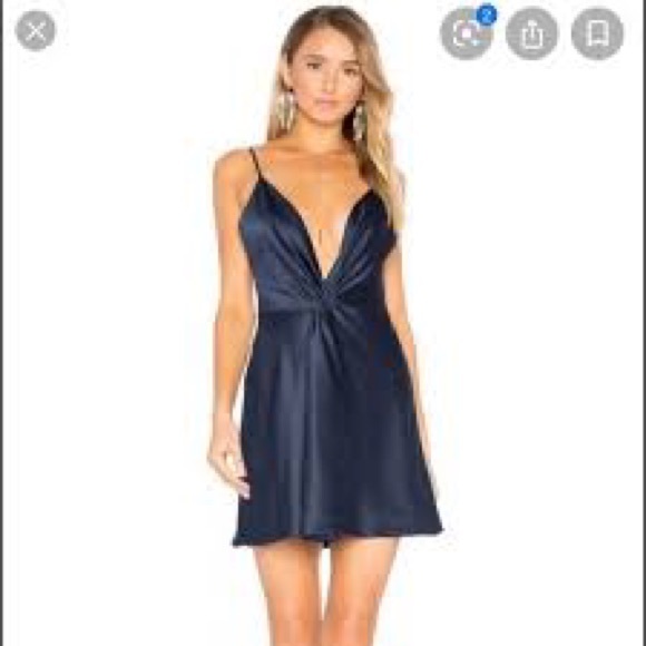 House of Harlow x Revolve navy silk cocktail dress